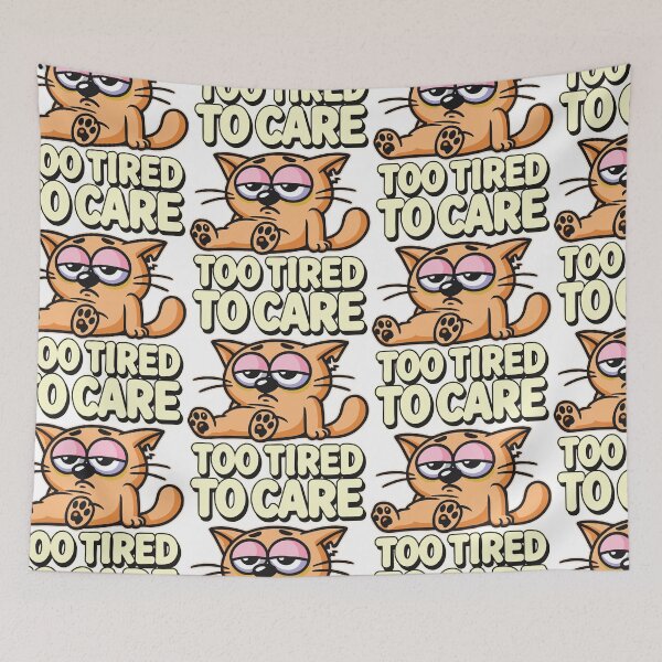 Item preview, Adorable Tired Cartoon Cat Illustration with Humorous Text Depicting Exhaustion designed and sold by portokalis.