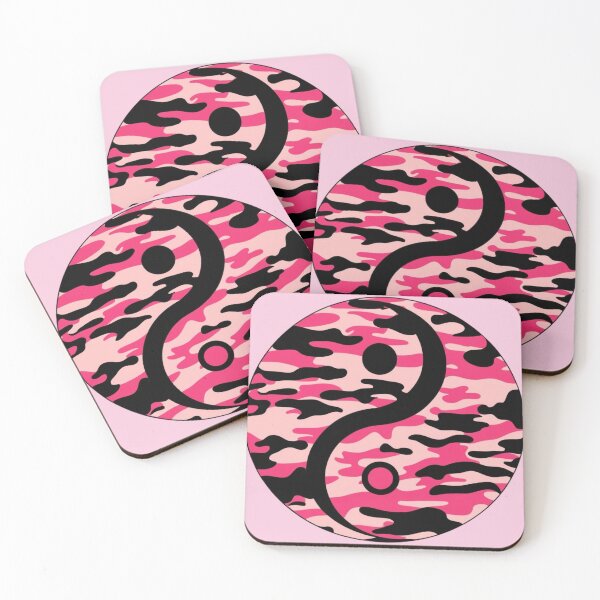 Item preview, Pink and Black Camouflage Yin and Yang Emblem designed and sold by CamouflageLab.