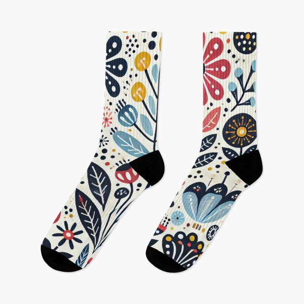 Item preview, Scandinavian Folk Art Wildflowers – Red, Blue, and Yellow by heidiannemorris designed and sold by FOLK ART FUSION by heidiannemorris.