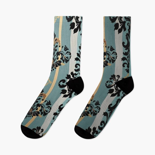 Aperçu de l'œuvre Damas ombré noir et or à rayures turquoise mate créée et vendue par DesignsByPrnces.