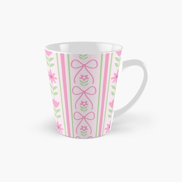 Item preview, Coquette Pink Bows with Grand millennial Flower stripes pattern   designed and sold by Yasminepatterns .