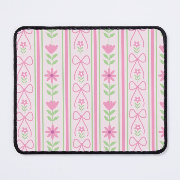 Item preview, Coquette Pink Bows with Grand millennial Flower stripes pattern   designed and sold by Yasminepatterns .
