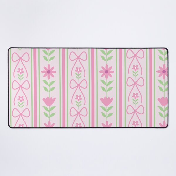 Item preview, Coquette Pink Bows with Grand millennial Flower stripes pattern designed and sold by Yasminepatterns .