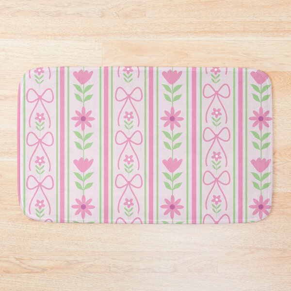Item preview, Coquette Pink Bows with Grand millennial Flower stripes pattern   designed and sold by Yasminepatterns .