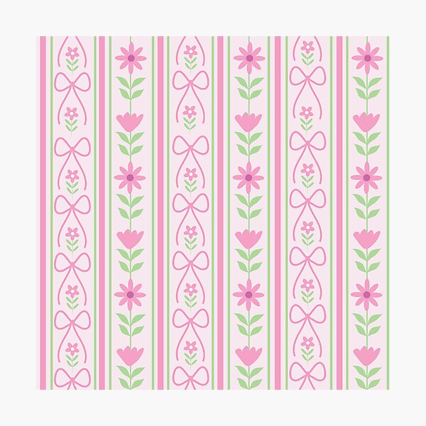 Item preview, Coquette Pink Bows with Grand millennial Flower stripes pattern   designed and sold by Yasminepatterns .