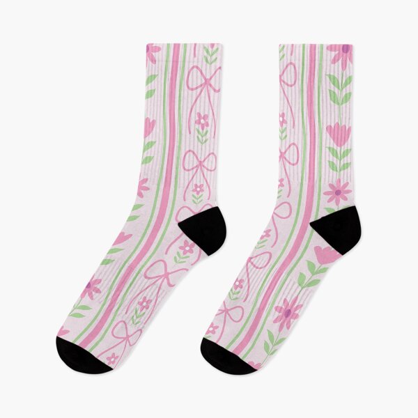 Item preview, Coquette Pink Bows with Grand millennial Flower stripes pattern   designed and sold by Yasminepatterns .