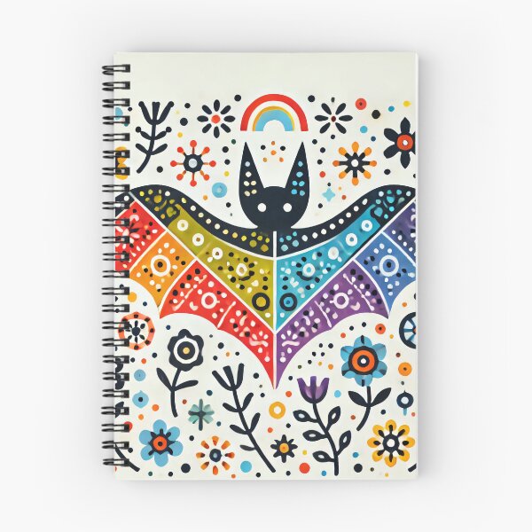 Item preview, Scandinavian Folk Art Rainbow Animals - Cute Colourful Bat by heidiannemorris designed and sold by FOLK ART FUSION by heidiannemorris.