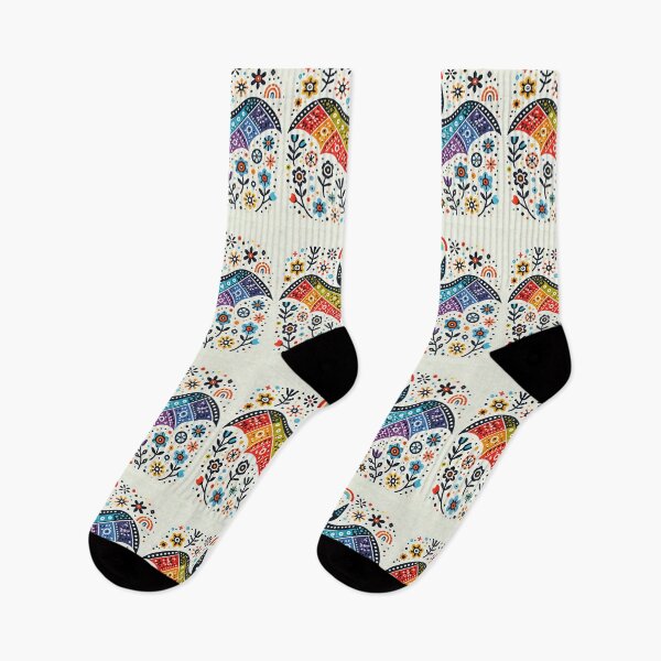 Item preview, Scandinavian Folk Art Rainbow Animals - Cute Colourful Bat by heidiannemorris designed and sold by FOLK ART FUSION by heidiannemorris.