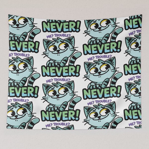 Item preview, Playful Cartoon Cat Expressing Mischievous Personality with Whimsical Text Art designed and sold by portokalis.