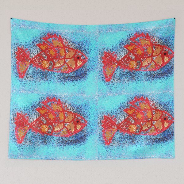 Item preview, Red Fish in spray paint  designed and sold by MahantArt.