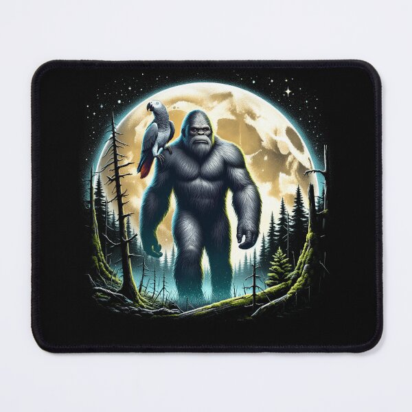 Item preview, Bigfoot Sasquatch African Grey Parrot Owner Lover Full Moon designed and sold by Kimberley King Art  King Art.
