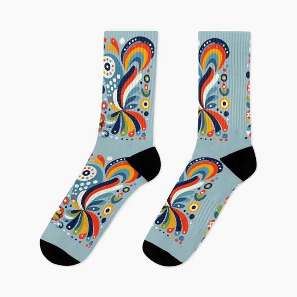 Item preview, Scandinavian Folk Art Parrot - Blue, Red and Mustard on Soft Teal by heidiannemorris designed and sold by FOLK ART FUSION.