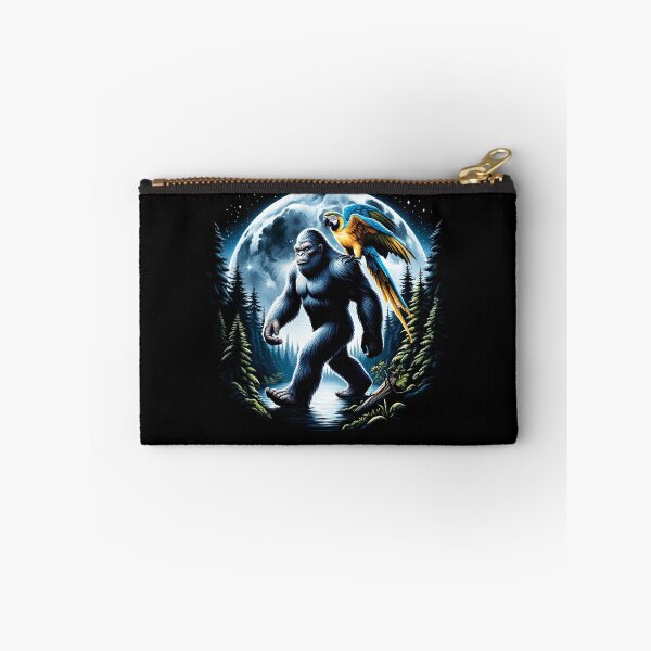 Item preview, Bigfoot Sasquatch Blue and Yellow Macaw Parrot Owner Lover Full Moon designed and sold by Kimberley King Art  King Art.