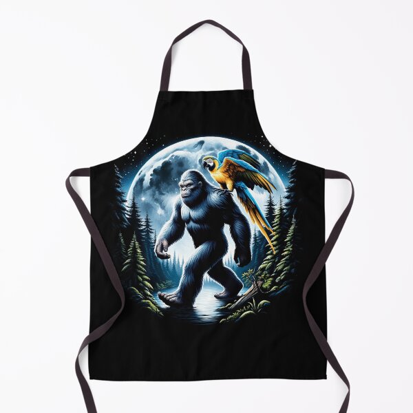 Item preview, Bigfoot Sasquatch Blue and Yellow Macaw Parrot Owner Lover Full Moon designed and sold by Kimberley King Art  King Art.