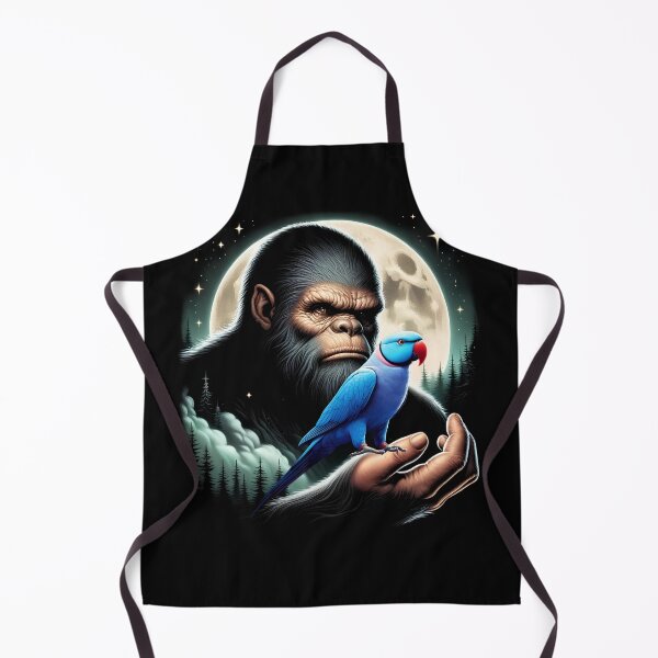 Item preview, Bigfoot Sasquatch Loro indio azul de cuello anillado Dueño Amante Luna llena designed and sold by Kimberley King Art King Art.