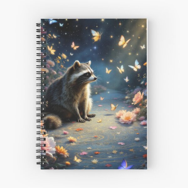 Item preview, Raccoon with Butterflies designed and sold by HabitableMoons.