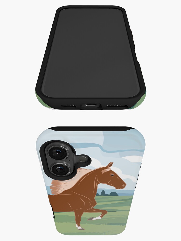 Aperçu 3 sur 4. Coque iPhone avec l'œuvre Cheval de Selle Américain, cheval d'allure, cheval alezan aux crins lavés avec paysage, races de chevaux des États Unis créée et vendue par WebEquitation.