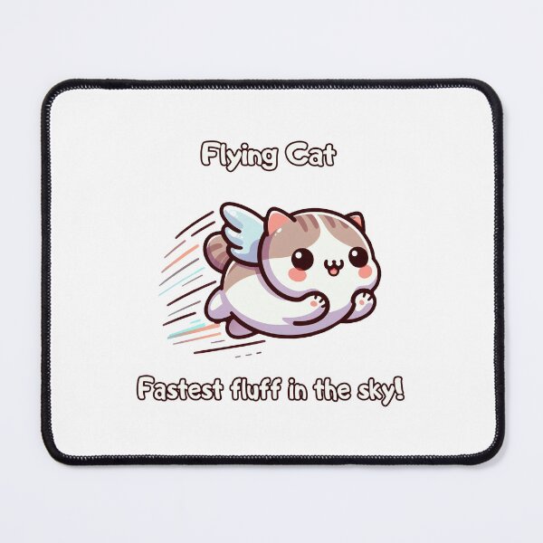 Item preview, Fastest fluff in the sky! Fluffy Cat with Wings Zooming into Action! designed and sold by All-Of-Art.