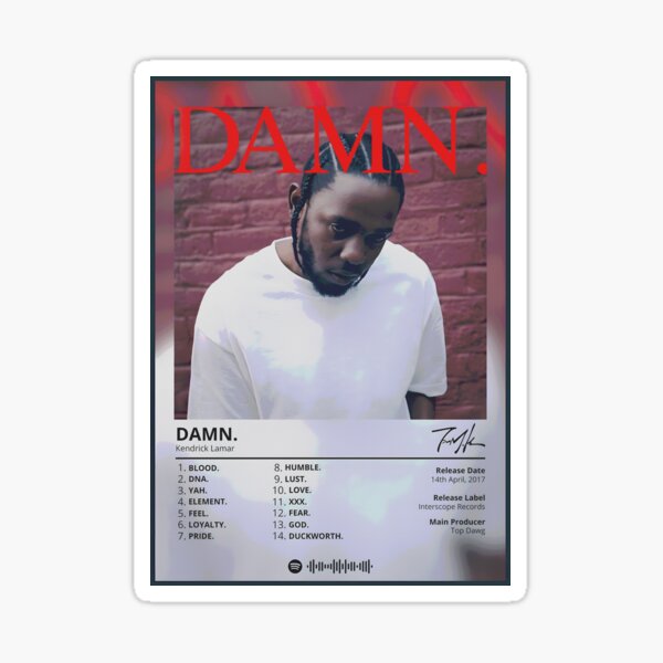 Aperçu de l'œuvre Kendrick Lamar - DAMN. Pochette de l'album créée et vendue par Ginovativedy.
