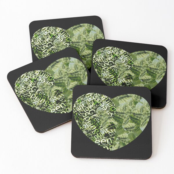 Item preview, Love green: Heart, Alocasia Leaves and Letters pattern designed and sold by MySciPic.