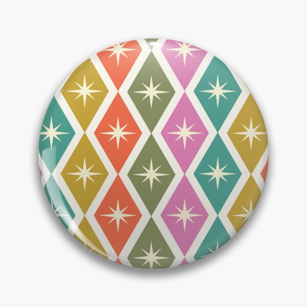 Item preview, Mid Century  Atomic Starbursts on Colorful Harlequin Diamonds Pattern  designed and sold by Yasminepatterns .
