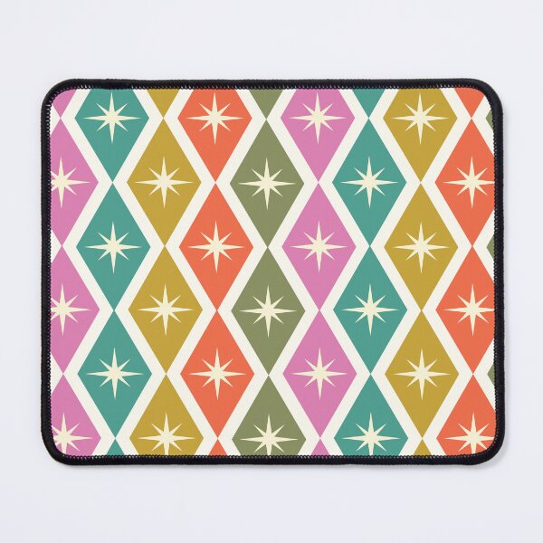 Item preview, Mid Century  Atomic Starbursts on Colorful Harlequin Diamonds Pattern  designed and sold by Yasminepatterns .