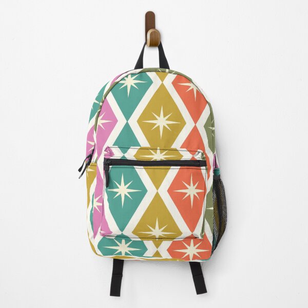 Item preview, Mid Century Atomic Starbursts on Colorful Harlequin Diamonds Pattern designed and sold by Yasminepatterns .