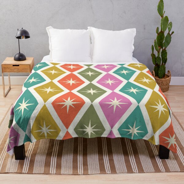 Item preview, Mid Century  Atomic Starbursts on Colorful Harlequin Diamonds Pattern  designed and sold by Yasminepatterns .