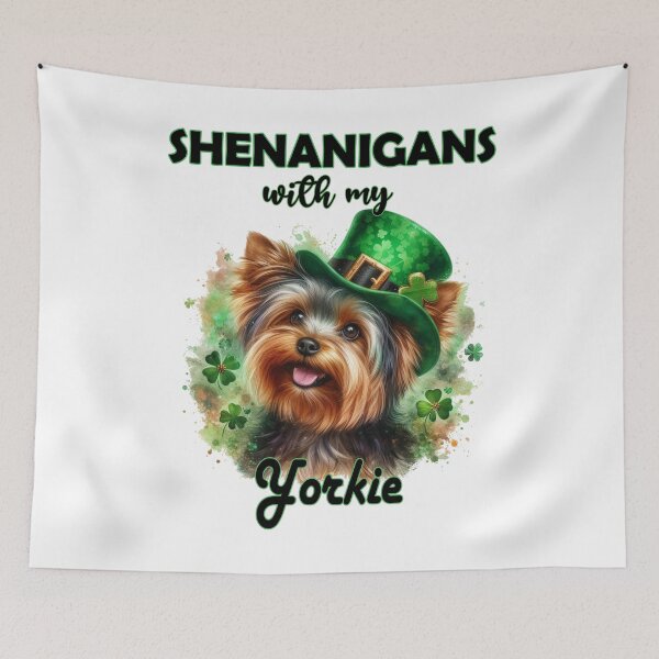 Item preview, Shenanigans with my Yorkie Yorkshire Terrier with Leprechaun Hat designed and sold by adriana-holmes.