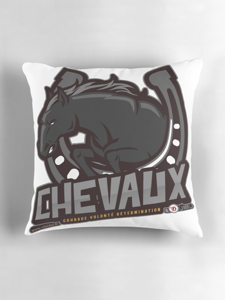 Aperçu 3 sur 4. Coussin avec l'œuvre Chevaux. créée et vendue par Vinidal.