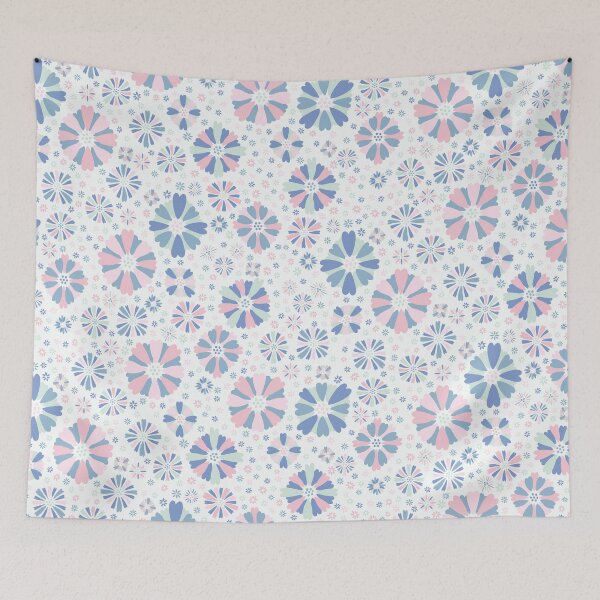 Item preview, Ditsy spring party thrown confetti flowers on white designed and sold by colorofmagic.
