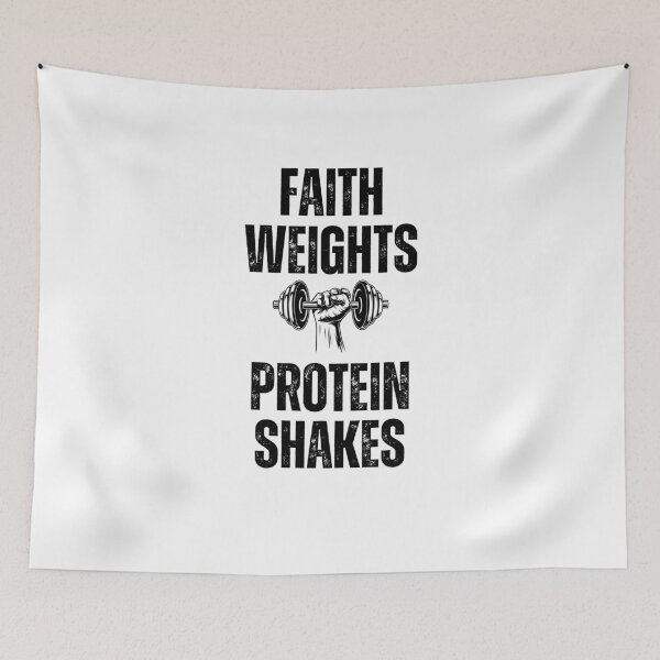 Item preview, Faith Weights Protein Shakes dumbbell Christian workout gym designed and sold by snowry.