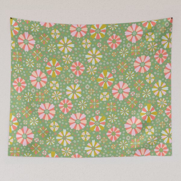 Item preview, Ditsy Spring Confetti Flowers - green designed and sold by colorofmagic.