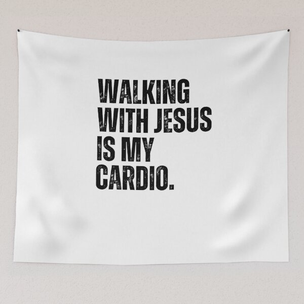 Item preview, Walking with Jesus is my Cardio funny Christian Faith runner designed and sold by snowry.