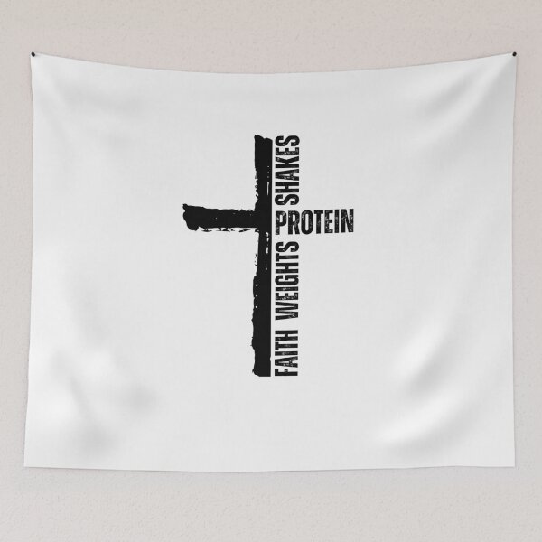 Item preview, Faith Weights Protein Shakes Christian gym cross designed and sold by snowry.