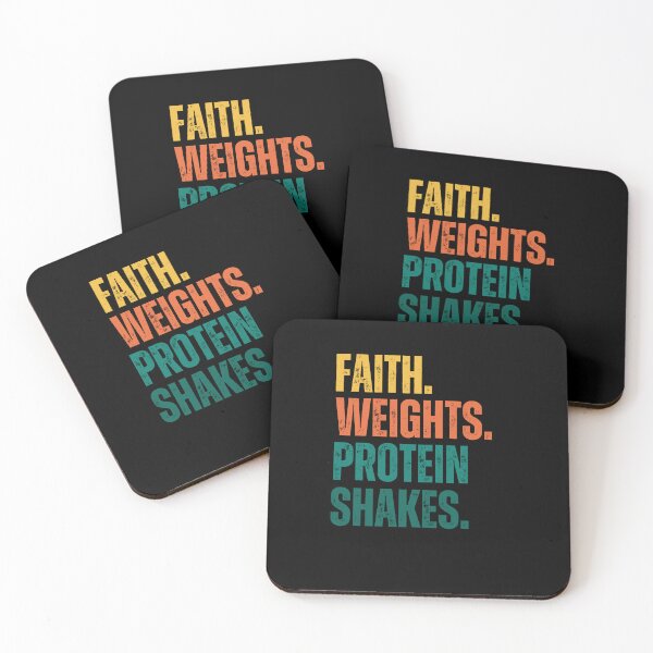Item preview, Retro Faith Weights Protein Shakes Christian weight lifting designed and sold by snowry.
