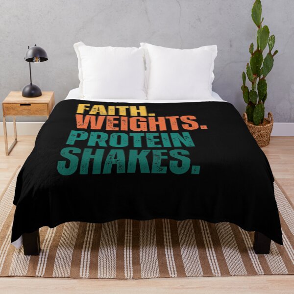 Item preview, Retro Faith Weights Protein Shakes Christian weight lifting designed and sold by snowry.