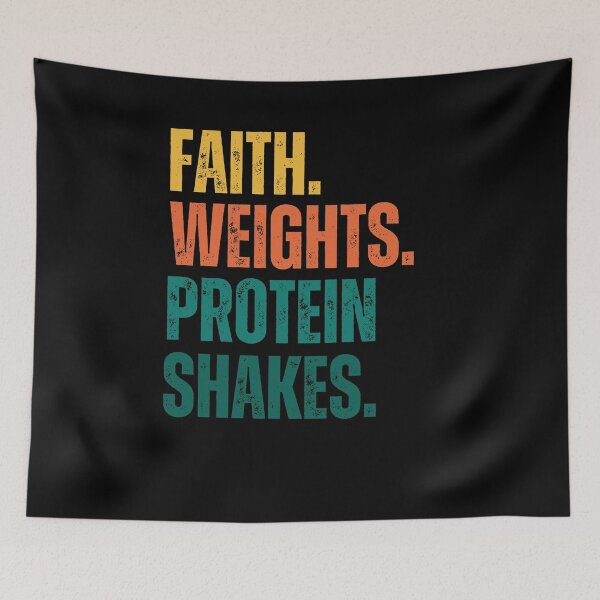Item preview, Retro Faith Weights Protein Shakes Christian weight lifting designed and sold by snowry.
