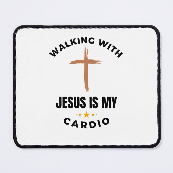 Item preview, Walking with Jesus is my Cardio funny Christian runner cross designed and sold by snowry.
