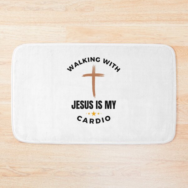 Item preview, Walking with Jesus is my Cardio funny Christian runner cross designed and sold by snowry.