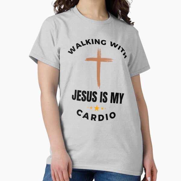 Item preview, Walking with Jesus is my Cardio funny Christian runner cross designed and sold by snowry.