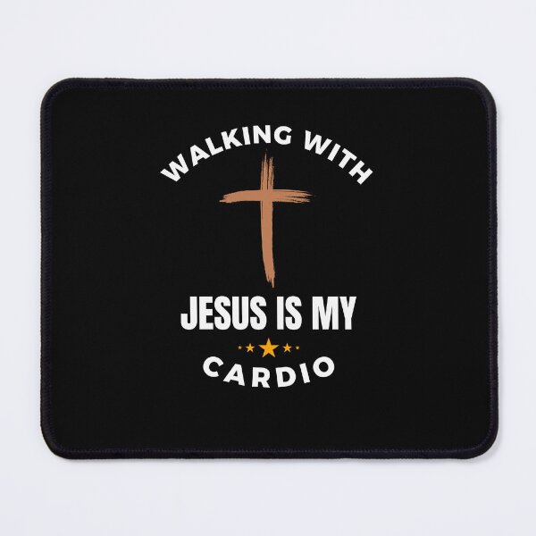 Item preview, Walking with Jesus is my Cardio Christian running humor designed and sold by snowry.