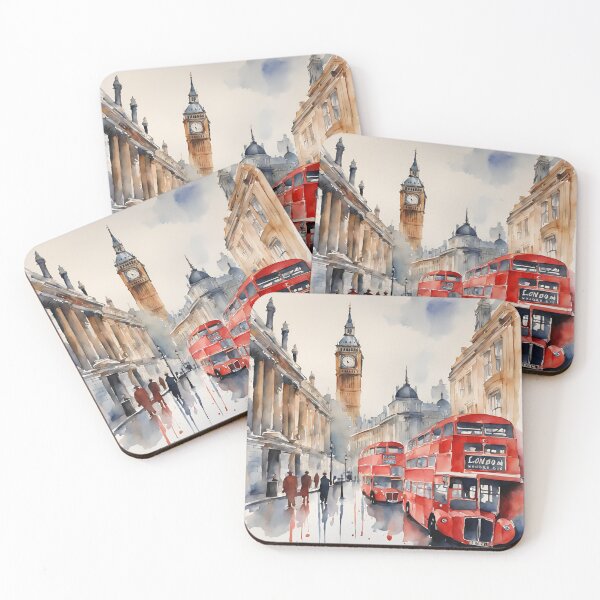 Item preview, London Watercolor Travel Painting Cityscape designed and sold by poppet103.