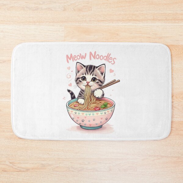 Item preview, Meow Noodles Cat Art - Cute Kitten Eating Ramen,  designed and sold by Kina-design.