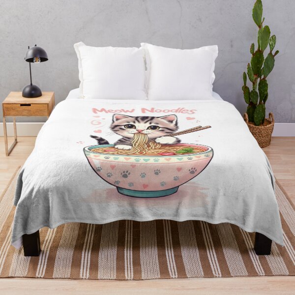 Item preview, Meow Noodles Cat Art - Cute Kitten Eating Ramen,  designed and sold by Kina-design.