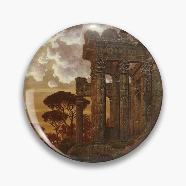Item preview, Ferdinand Knab Evening Landscape with Ancient Temple Ruins designed and sold by Vintage Designs +.