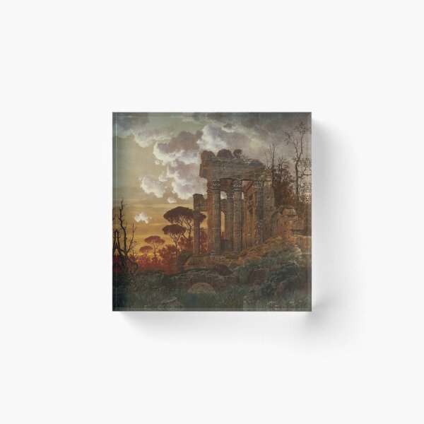 Item preview, Ferdinand Knab Evening Landscape with Ancient Temple Ruins designed and sold by Vintage Designs +.