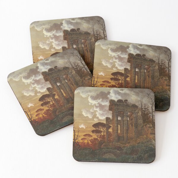 Item preview, Ferdinand Knab Evening Landscape with Ancient Temple Ruins designed and sold by Vintage Designs +.
