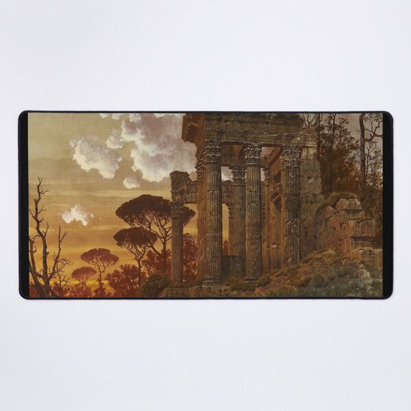 Item preview, Ferdinand Knab Evening Landscape with Ancient Temple Ruins designed and sold by Vintage Designs +.