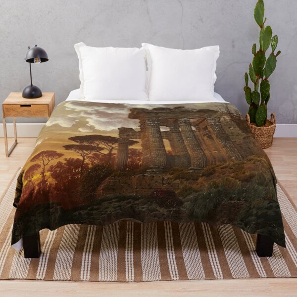 Item preview, Ferdinand Knab Evening Landscape with Ancient Temple Ruins designed and sold by Vintage Designs +.